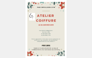 Atelier COIFFURE - Ce samedi après midi 26 Janvier 2019